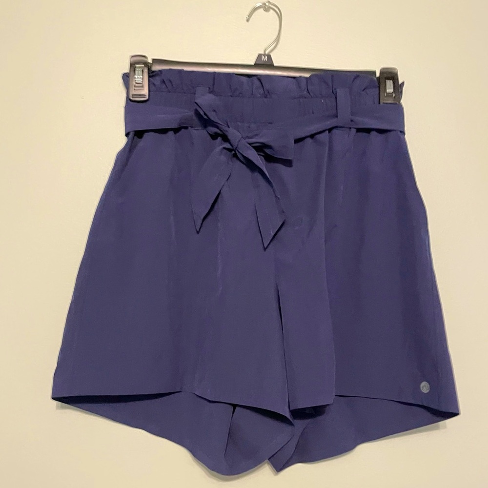 High waisted Paper bag short - Navy with pockets